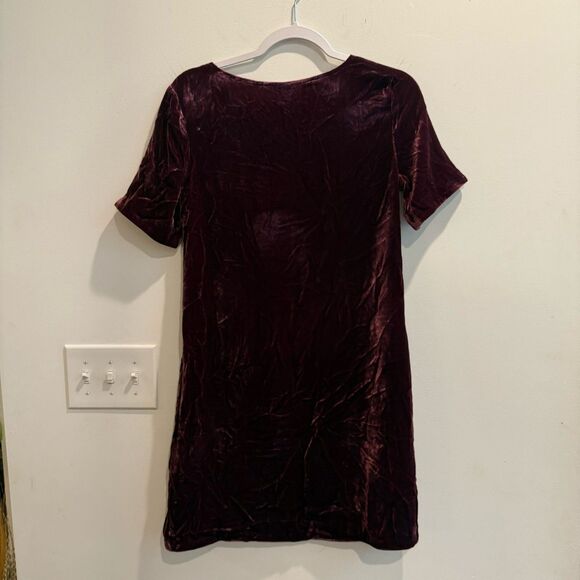 Sundance Womens Plum Olivia A Line Dress XS Velvet V Neck Pullover Short Sleeve - Picture 4 of 6